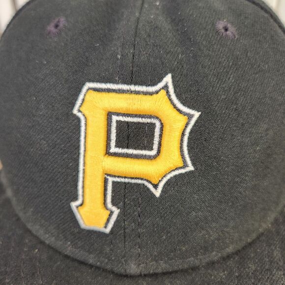 VTG Pittsburgh Pirates New Era 59fifty Fitted 7 1/8 Hat Cap Black Made in USA - Picture 3 of 10